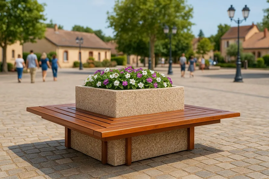 Banc béton sans dossier – article 214 – lames en bo