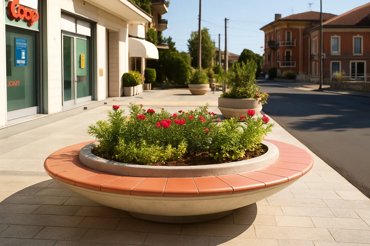 Jardinière Giotto ronde en béton – Article 370371 –