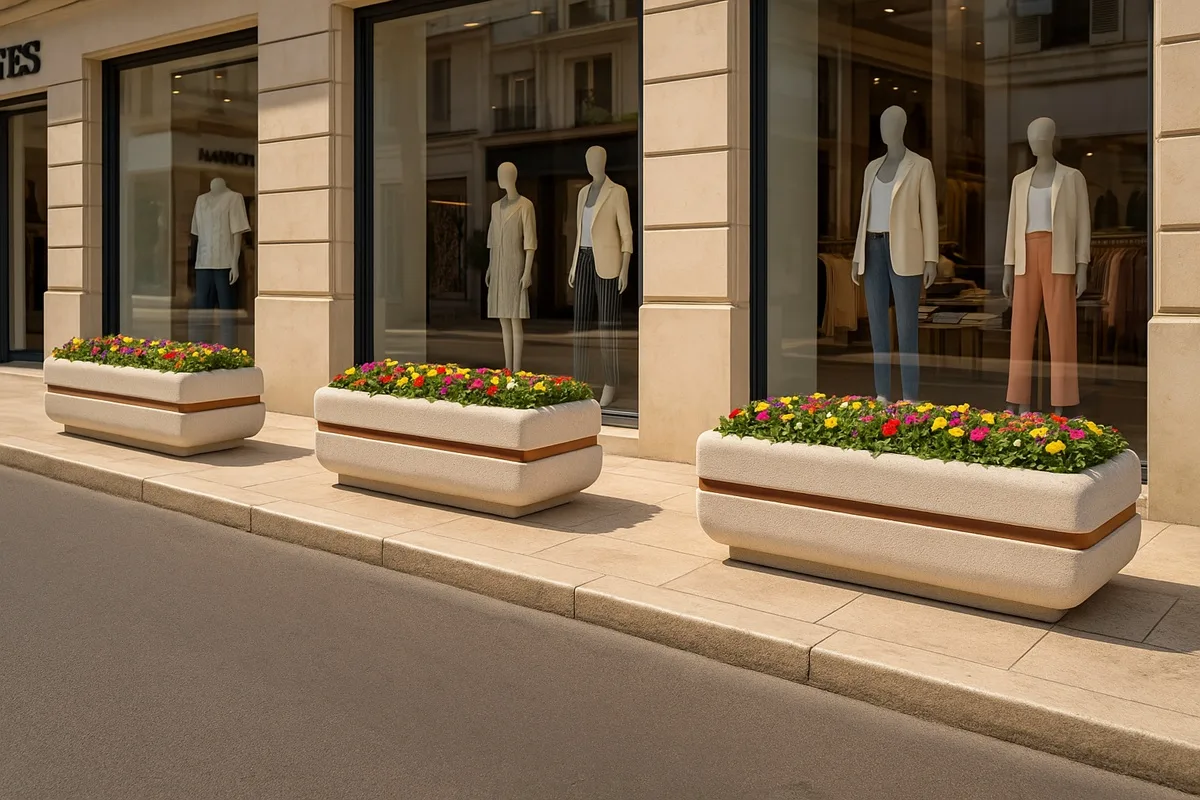 Jardinière rectangulaire en béton et fibres – Leona